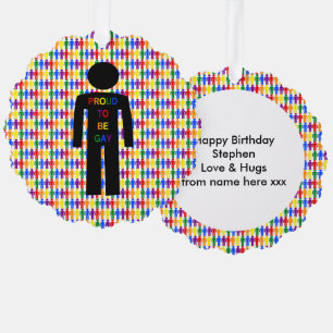 LGBTQゲイマンシルエット&レインボーメンカスタムズ オーナメントカード