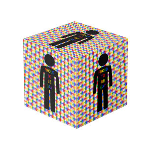 LGBTQゲイマンシルエット&レインボーメンカスタムズ フォトキューブ