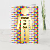 LGBTQゲイマンシルエット&レインボーメンカスタムズ 箔グリーティングカード (正面)