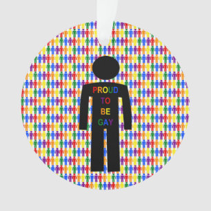 LGBTQゲイマンシルエット&レインボーメン オーナメント