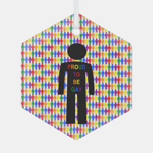 LGBTQゲイマンシルエット&レインボーメン ガラスオーナメント (正面)