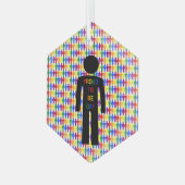 LGBTQゲイマンシルエット&レインボーメン ガラスオーナメント (正面左)