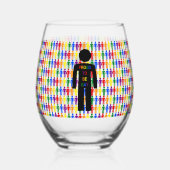 LGBTQゲイマンシルエット&レインボーメン ステムなしワイングラス (裏面)