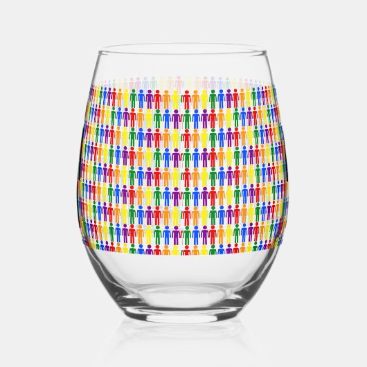 LGBTQゲイマンシルエット&レインボーメン ステムなしワイングラス (右)