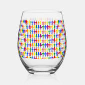 LGBTQゲイマンシルエット&レインボーメン ステムなしワイングラス (左)