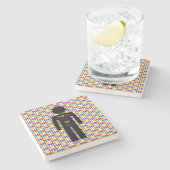 LGBTQゲイマンシルエット&レインボーメン ストーンコースター (横)