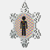 LGBTQゲイマンシルエット&レインボーメン スノーフレークピューターオーナメント (右)