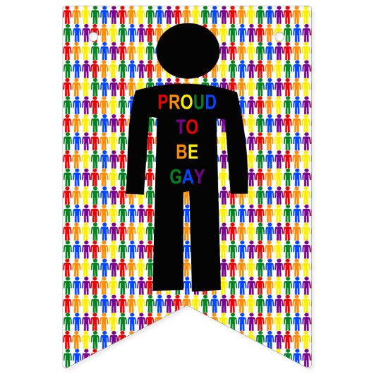 LGBTQゲイマンシルエット&レインボーメン バンティングフラッグ (第1の旗)