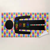 LGBTQゲイマンシルエット&レインボーメン ビーチタオル (正面)