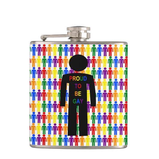 LGBTQゲイマンシルエット&レインボーメン フラスク (正面)