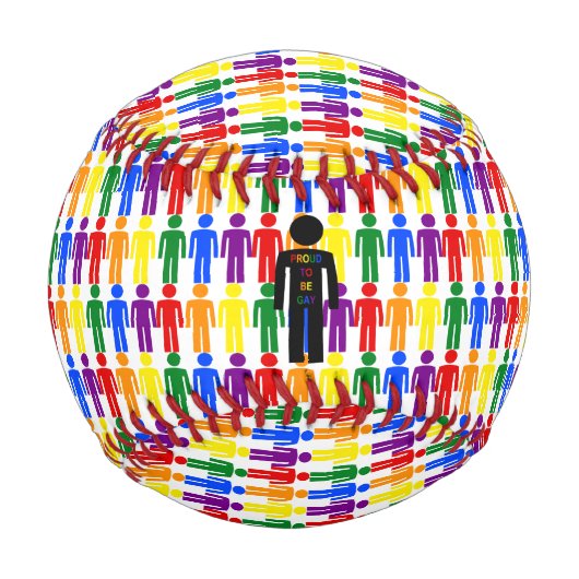 LGBTQゲイマンシルエット&レインボーメン 野球ボール (正面)