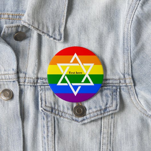 LGBTQゲイレインボー国旗デビッドのユダヤ星 缶バッジ (インサイチュ)