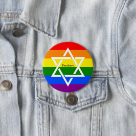 LGBTQゲイレインボー国旗デビッドのユダヤ星 缶バッジ