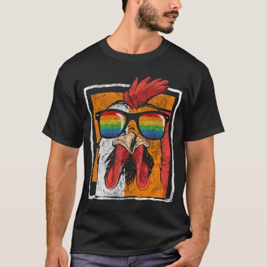 LGBTQコケレルレインボーサングラスカラフルプライド Tシャツ (正面)