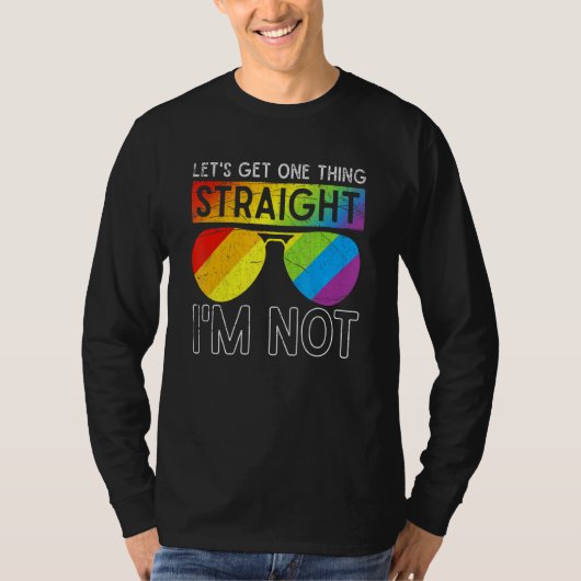 Lgbtqサングラスゲイプライドレインボーフラッグ平等L Tシャツ (正面)