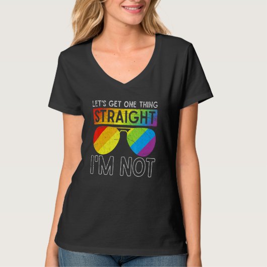 Lgbtqサングラスゲイプライドレインボーフラッグ平等L Tシャツ (正面)