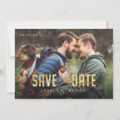 LGBTQシンプル伝統的写真付きで日付を保存 マグネット招待状 (正面)