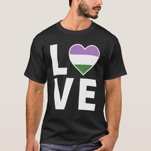 Lgbtqジェンダークエア国旗ハートLgbtqia+ラブジェンダー Tシャツ (正面)