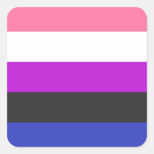 LGBTQジェンダー流体プライド国旗 スクエアシール (正面)