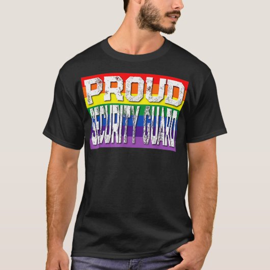 LGBTQセキュリティガ誇りを持ったードゲイプライドレインボー  Tシャツ (正面)