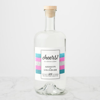 LGBTQトランスシックホワモダンイト結婚ズグリッター リキュールボトルラベル