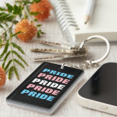 LGBTQトランスジェンダープライドカスタマイズ可能な繰り返し文字 キーホルダー (正面右)