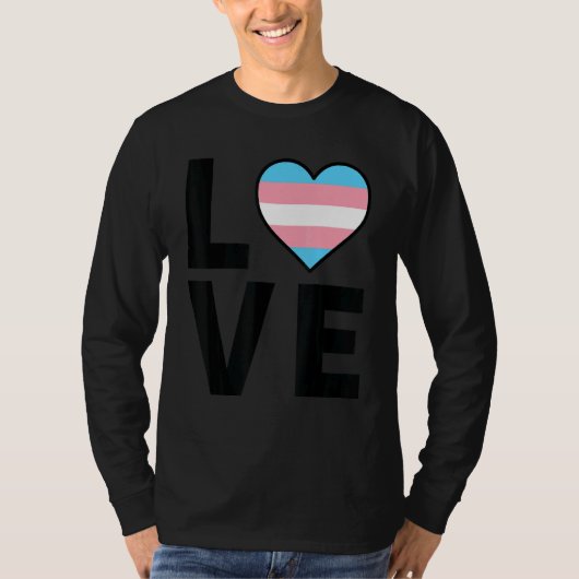 Lgbtqトランスジェンダー国旗ハートLgbtqia+ラブトランスグ Tシャツ (正面)