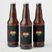 LGBTQハートビートハートプライドゲイレズビアントランスビ ビールラベル (ボトル)