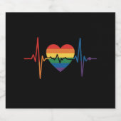 LGBTQハートビートハートプライドゲイレズビアントランスビ ビールラベル (シングルラベル)