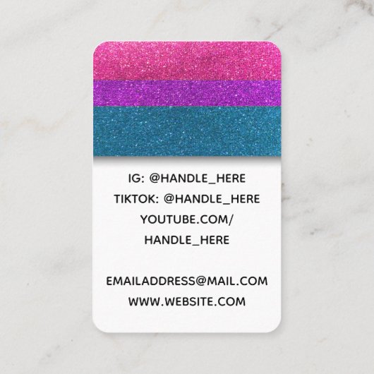 LGBTQバイセクシャルグリッタープロフェッショナルロゴ写真 名刺 (裏面)