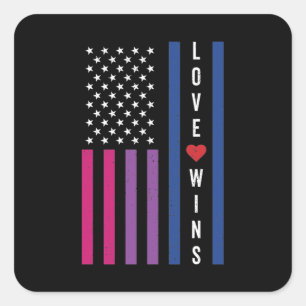 LGBTQバイセクシャルプライドラブがアメリカ国旗を獲得 スクエアシール