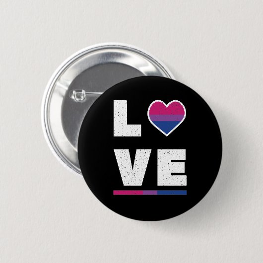 LGBTQバイセクシャルプライド国旗動揺してのグランジ愛 缶バッジ (正面&裏面)