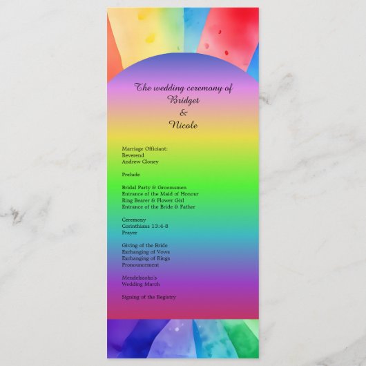 lgbtqバイセクシュアルウェディングプログラム&メニュー プログラム (裏面)