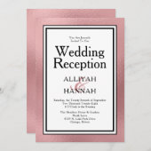 LGBTQバラ金ゴールドモダンウェディングレセプション 招待状 (正面/裏面)