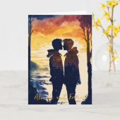 LGBTQバレンタイン記念日ゲイカップルカード カード (黄色い花)