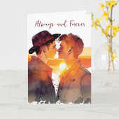 LGBTQバレンタイン・アニバーサリー・ゲイカップルカード カード (黄色い花)