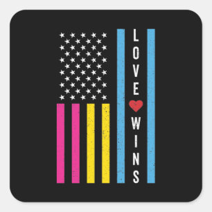 LGBTQパンセクシャルプライドラブがアメリカ国旗を獲得 スクエアシール