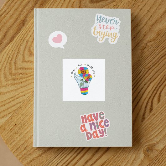 LGBTQパンセクシャル国旗ひまわり電球 スクエアシール