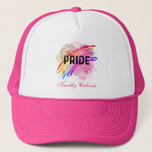 LGBTQパーソナライズされたプライドレインボーカラーハートピンク キャップ