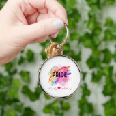 LGBTQパーソナライズされたプライドレインボーカラーハート キーホルダー (手)