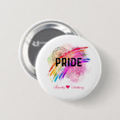 LGBTQパーソナライズされたプライドレインボーカラーハート 缶バッジ (正面&裏面)