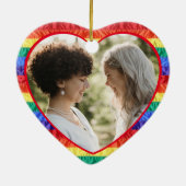 LGBTQフォトカスタムゲイレインボー旗ハート形状 セラミックオーナメント (裏面)
