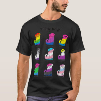 LGBTQフラグかわいいプライドドッグゲイトランスノンバイナリ  Tシャツ
