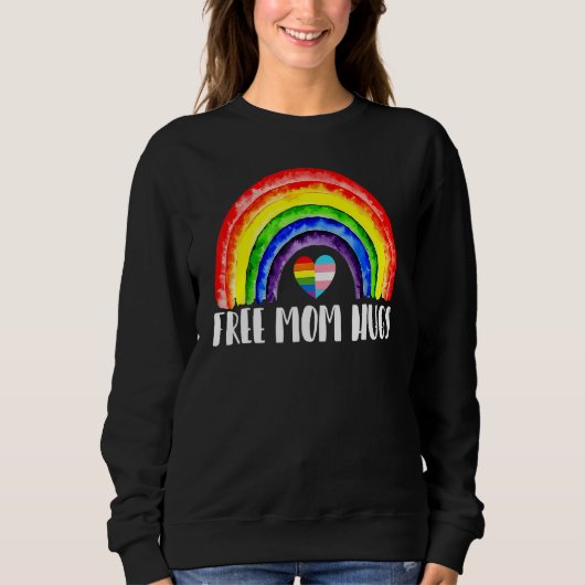 LgbtqフリーマムハグゲイプライドLgbt Ally Rainbow Mo スウェットシャツ (正面)