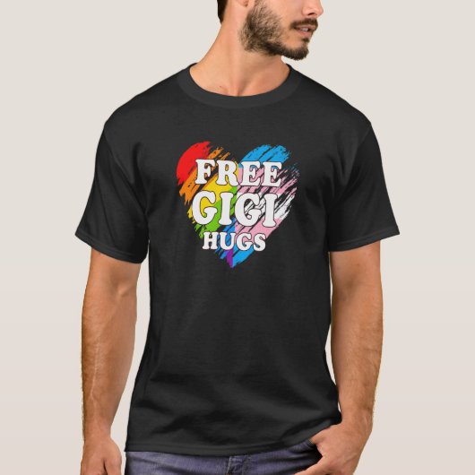 LgbtqフリーGigiハグゲイプライドLgbt Ally Rainbow M Tシャツ (正面)