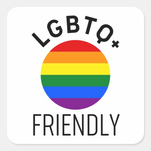 lgbtqフレンドリー国旗の同性愛レインボーホープ スクエアシール (正面)