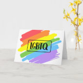 LGBTQブラシストロークレインボー カード (黄色い花)