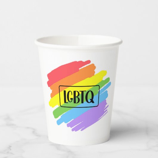 LGBTQブラシストロークレインボー 紙コップ (左)