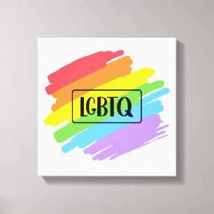 LGBTQブラシストローク虹 キャンバスプリント