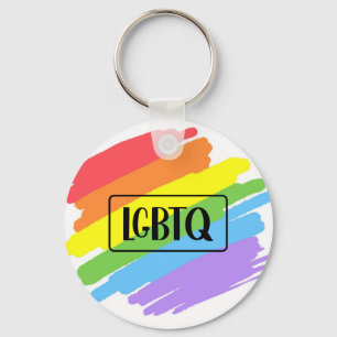 LGBTQブラシストローク虹 キーホルダー